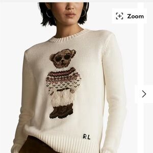 Women's Cream Sweater with Bear Design